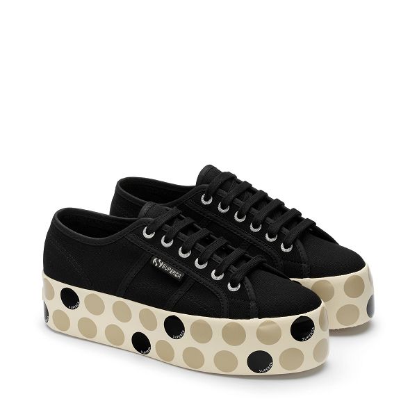 Superga 2790 Black Platform Sneakers - Women's Sneakers USA | US4981160